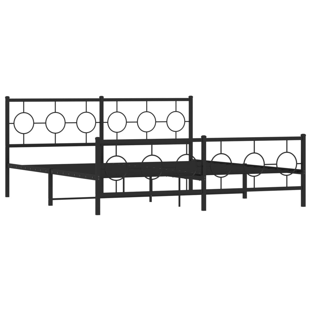 vidaXL Metal Bed Frame without Mattress with Footboard Black 183x213cm