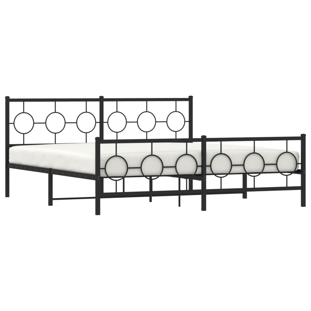 vidaXL Metal Bed Frame without Mattress with Footboard Black 183x213cm