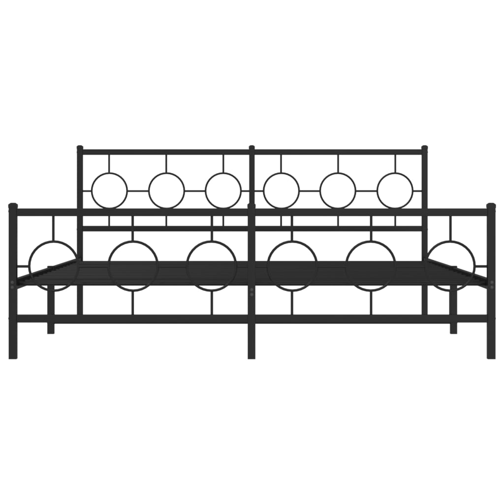 vidaXL Metal Bed Frame without Mattress with Footboard Black 183x213cm