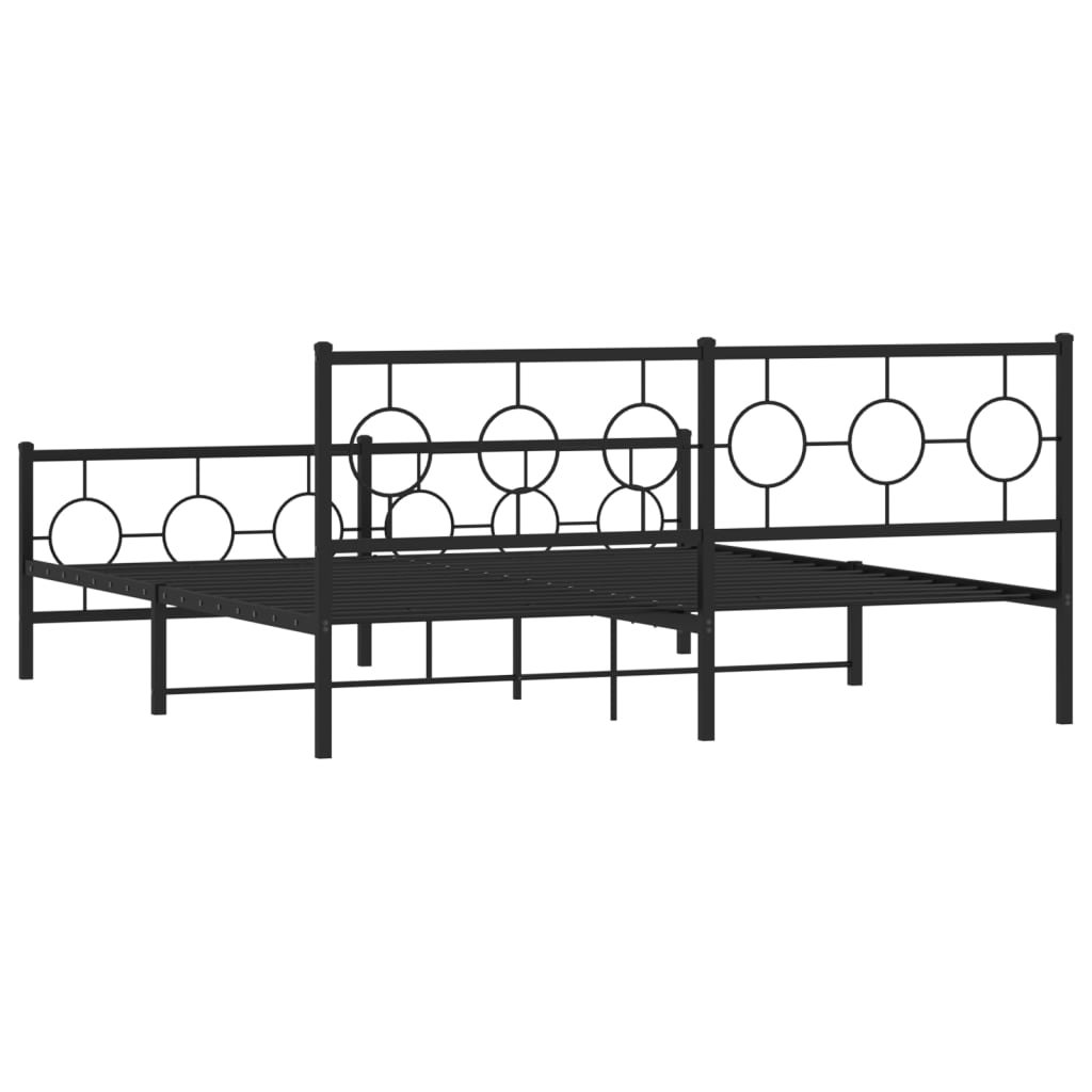 vidaXL Metal Bed Frame without Mattress with Footboard Black 183x213cm