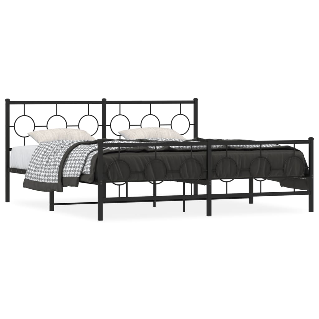 vidaXL Metal Bed Frame without Mattress with Footboard Black 183x213cm