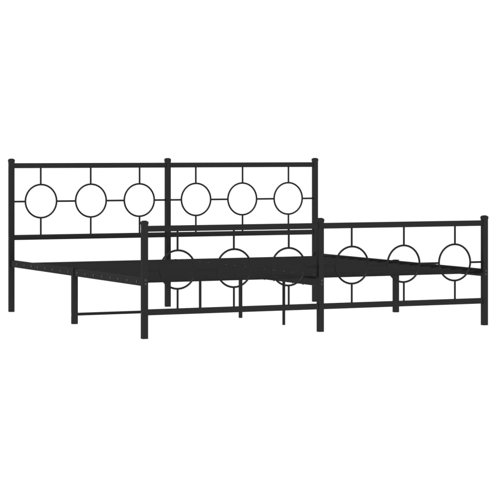 Metal Bed Frame without Mattress with Footboard Black 193x203cm