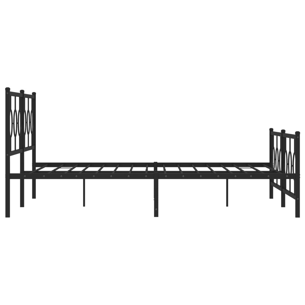 Metal Bed Frame without Mattress with Footboard Black 193x203cm