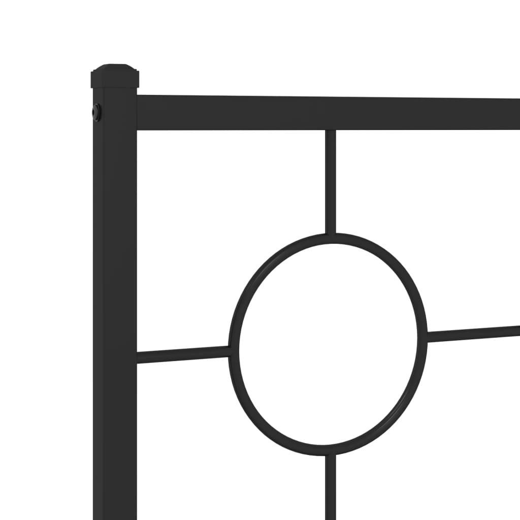 Metal Bed Frame without Mattress with Footboard Black 193x203cm