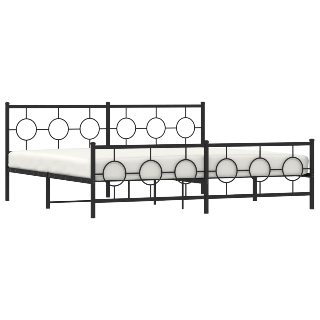 vidaXL Metal Bed Frame without Mattress with Footboard Black 200x200cm