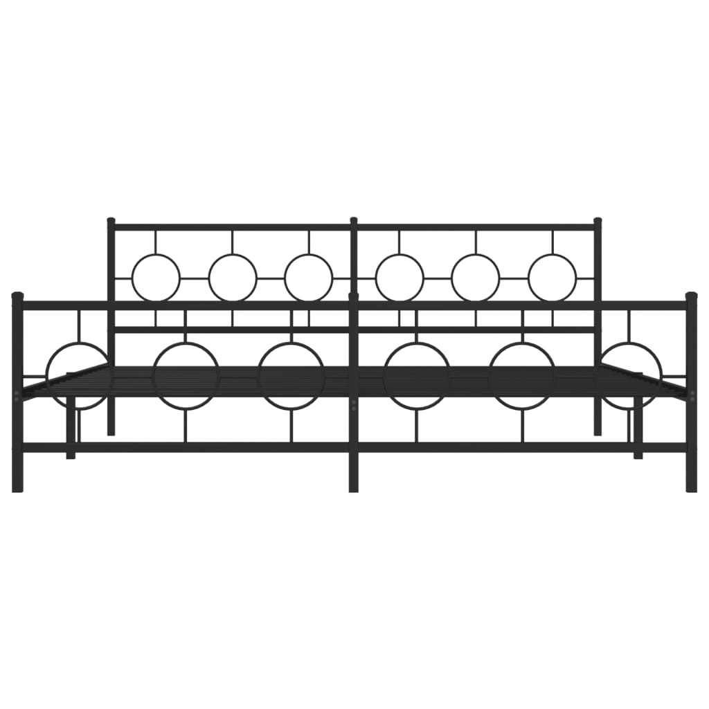 vidaXL Metal Bed Frame without Mattress with Footboard Black 200x200cm