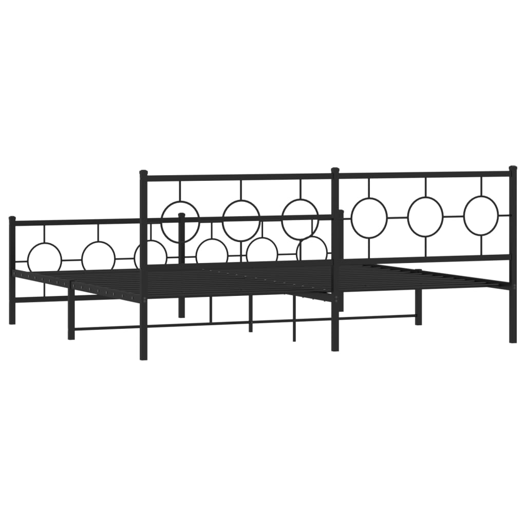 vidaXL Metal Bed Frame without Mattress with Footboard Black 200x200cm