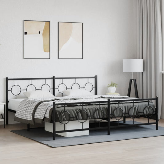 vidaXL Metal Bed Frame without Mattress with Footboard Black 200x200cm