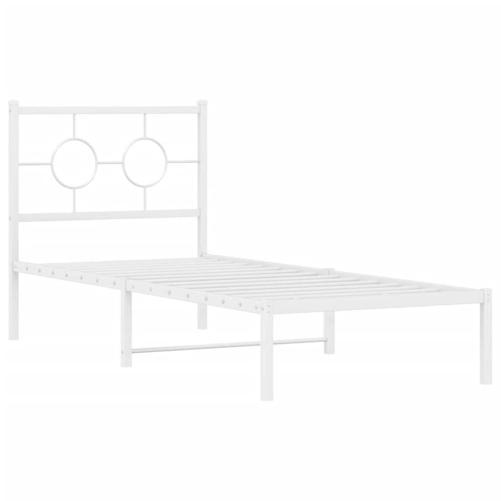 vidaXL Metal Bed Frame without Mattress with Headboard White 75x190cm