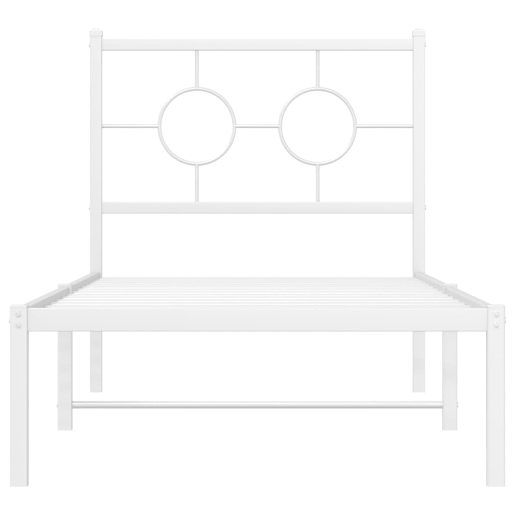 vidaXL Metal Bed Frame without Mattress with Headboard White 75x190cm