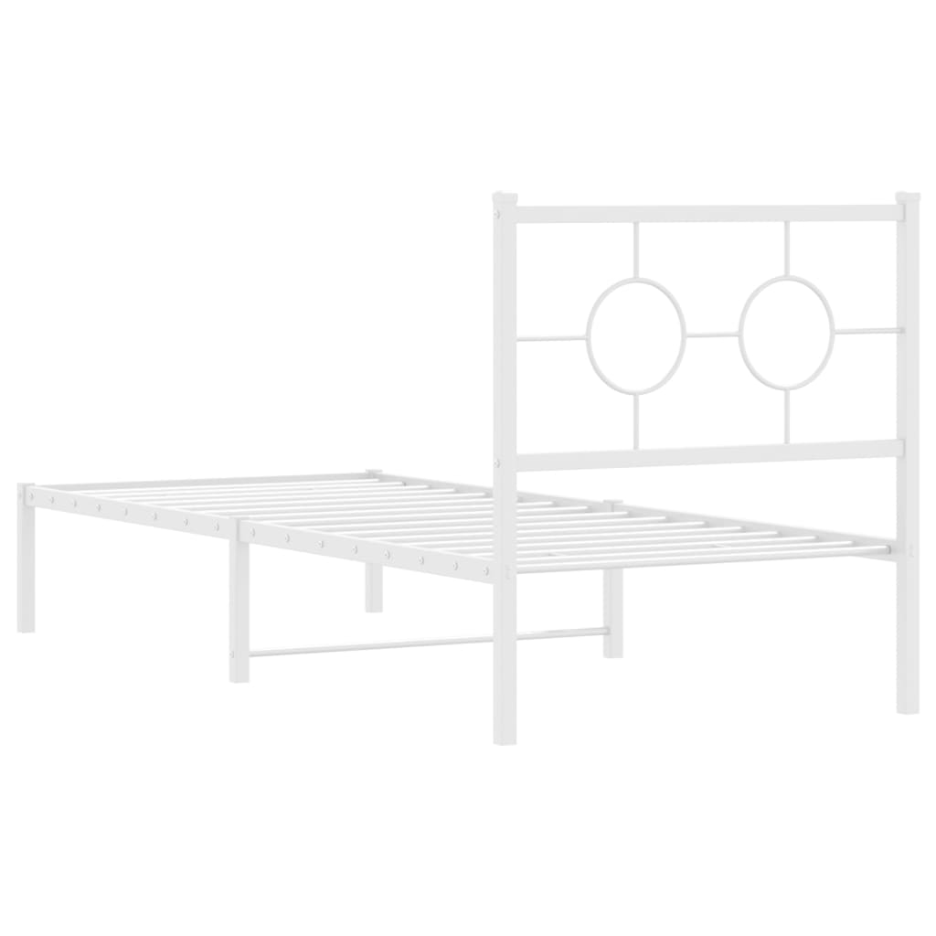 vidaXL Metal Bed Frame without Mattress with Headboard White 75x190cm