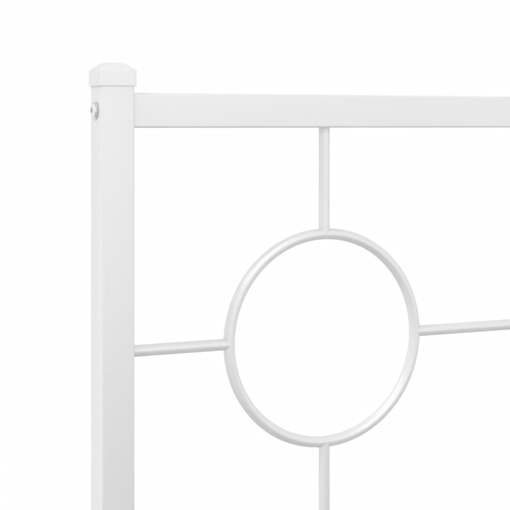 vidaXL Metal Bed Frame without Mattress with Headboard White 75x190cm