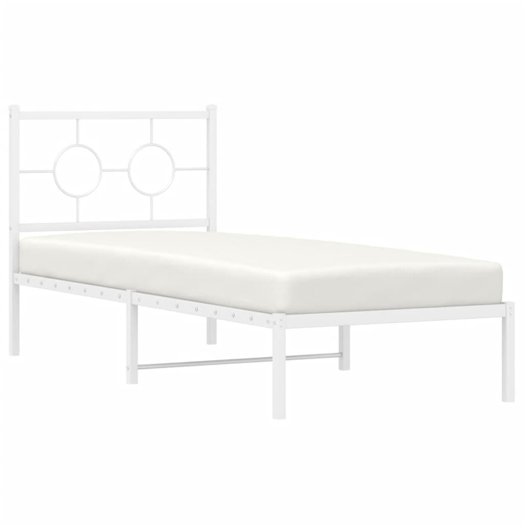 vidaXL Metal Bed Frame without Mattress with Headboard White 80x200cm