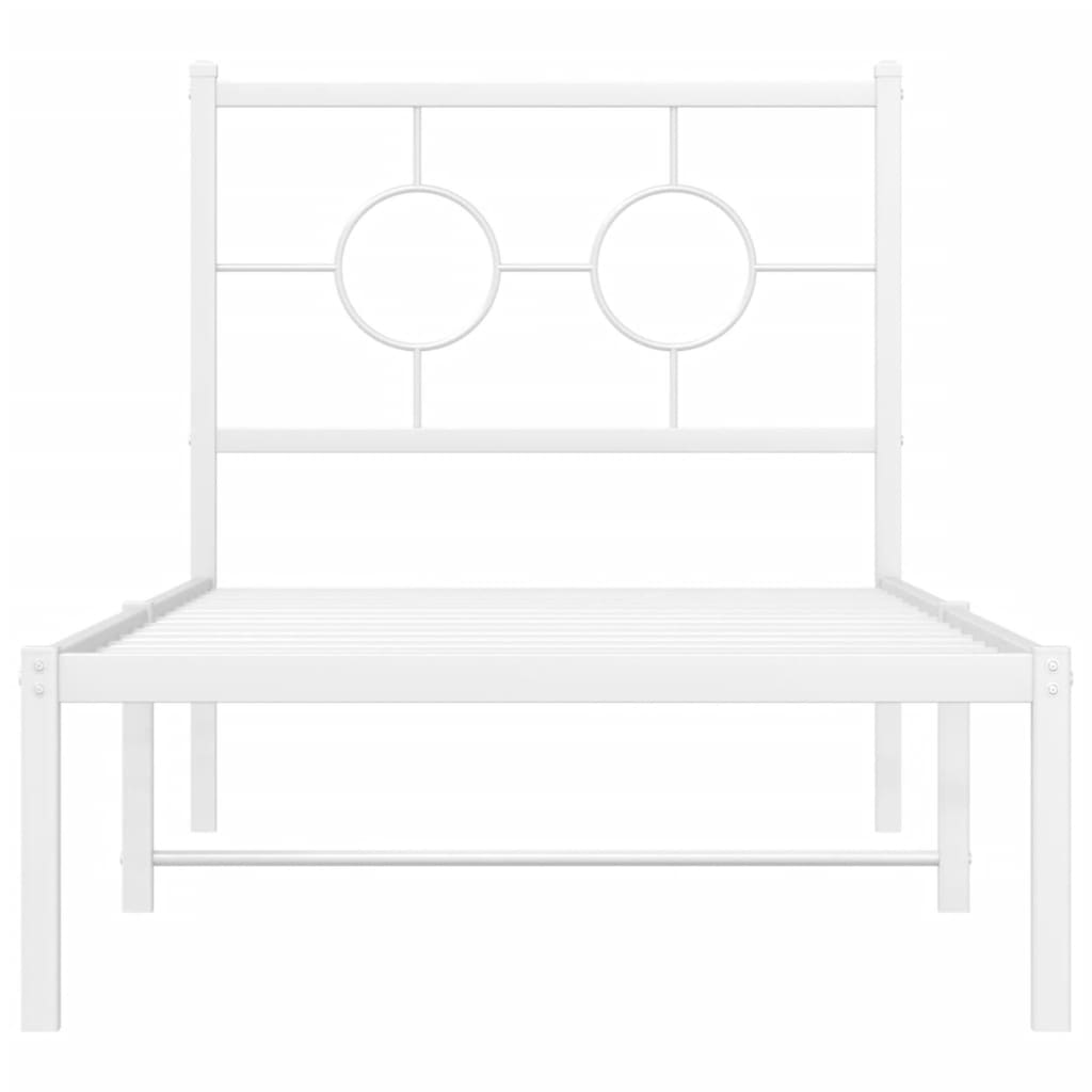 vidaXL Metal Bed Frame without Mattress with Headboard White 80x200cm