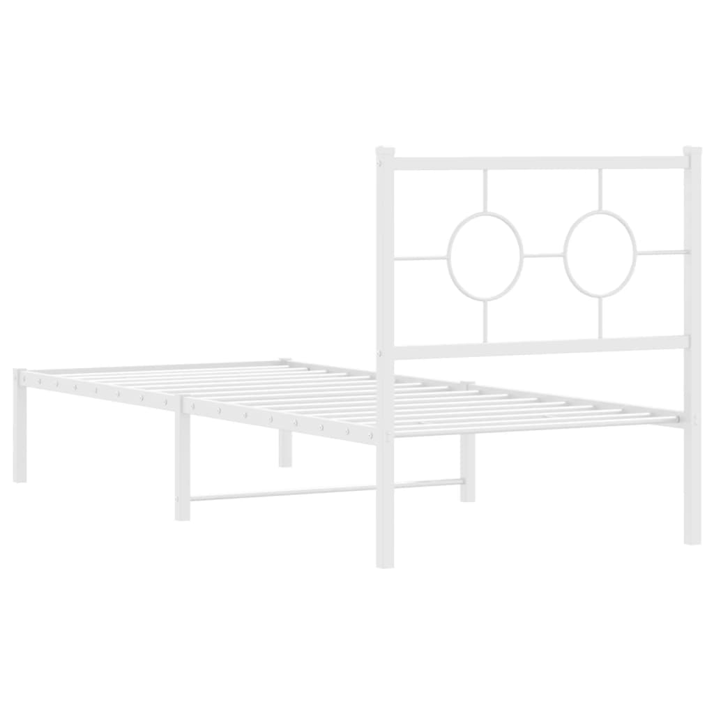 vidaXL Metal Bed Frame without Mattress with Headboard White 80x200cm