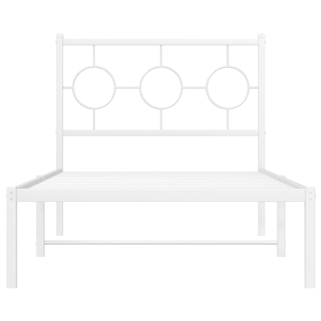 vidaXL Metal Bed Frame without Mattress with Headboard White 90x200cm