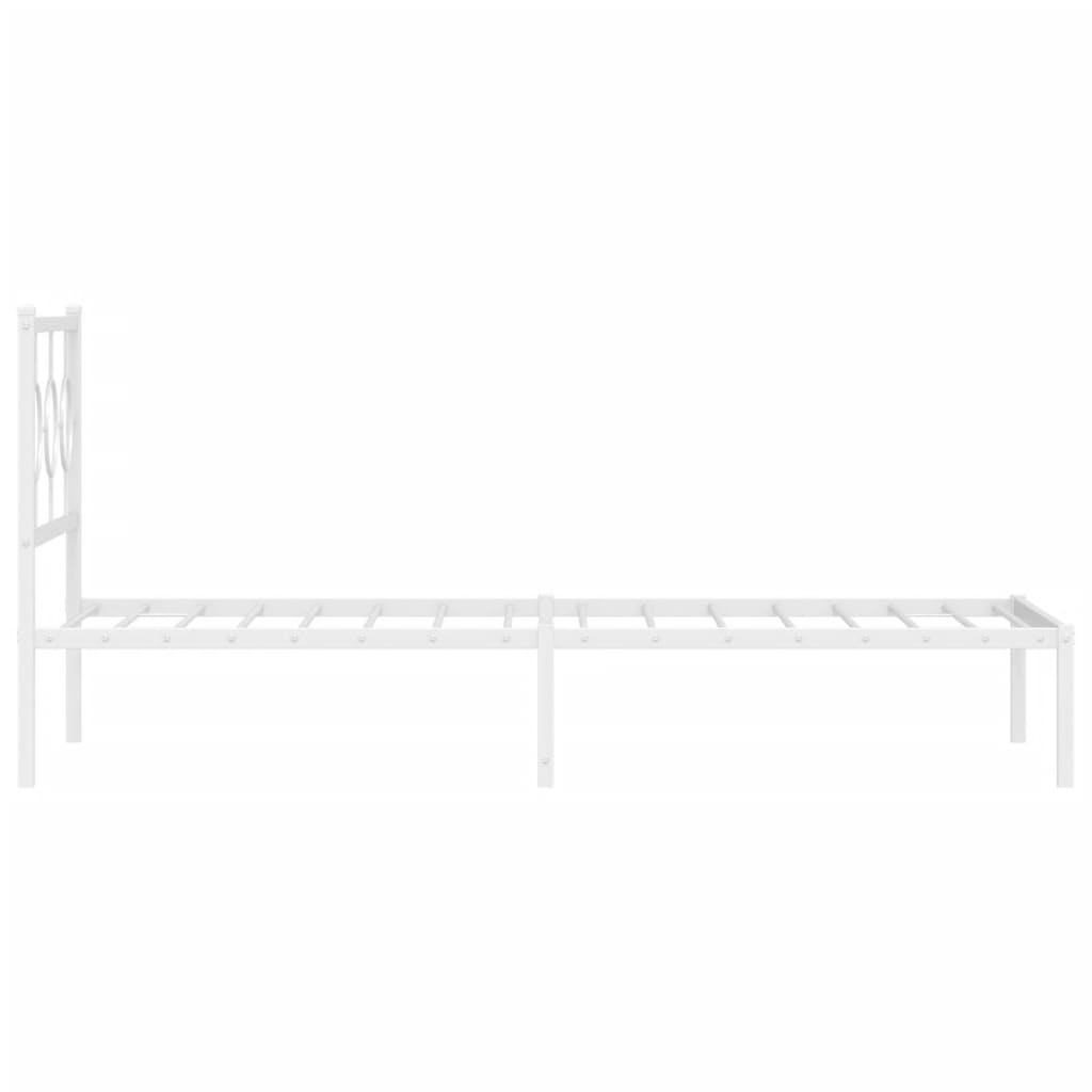 vidaXL Metal Bed Frame without Mattress with Headboard White 90x200cm