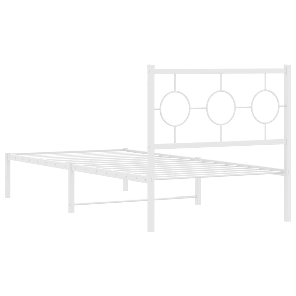 vidaXL Metal Bed Frame without Mattress with Headboard White 90x200cm