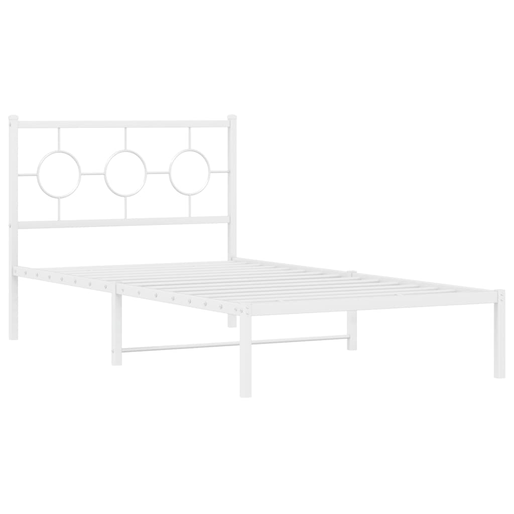 vidaXL Metal Bed Frame without Mattress with Headboard White 100x190cm