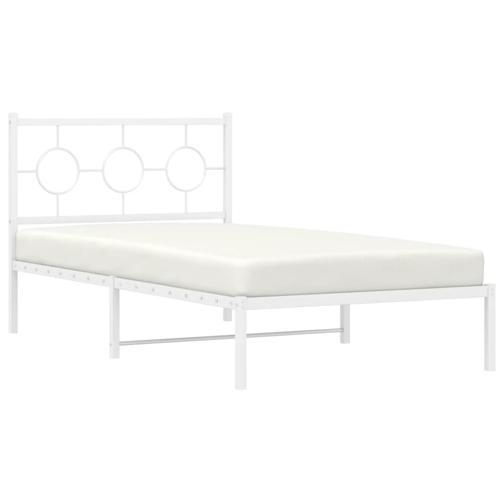 vidaXL Metal Bed Frame without Mattress with Headboard White 100x190cm