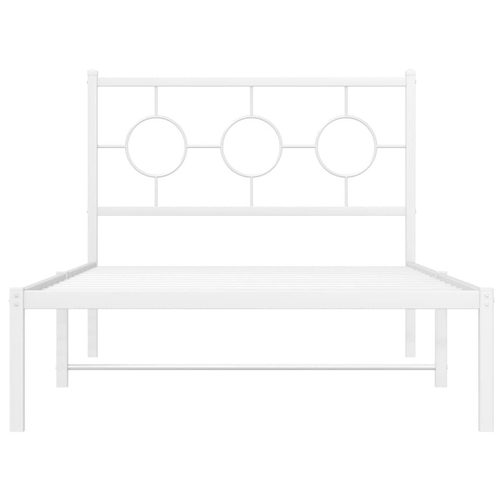 vidaXL Metal Bed Frame without Mattress with Headboard White 100x190cm