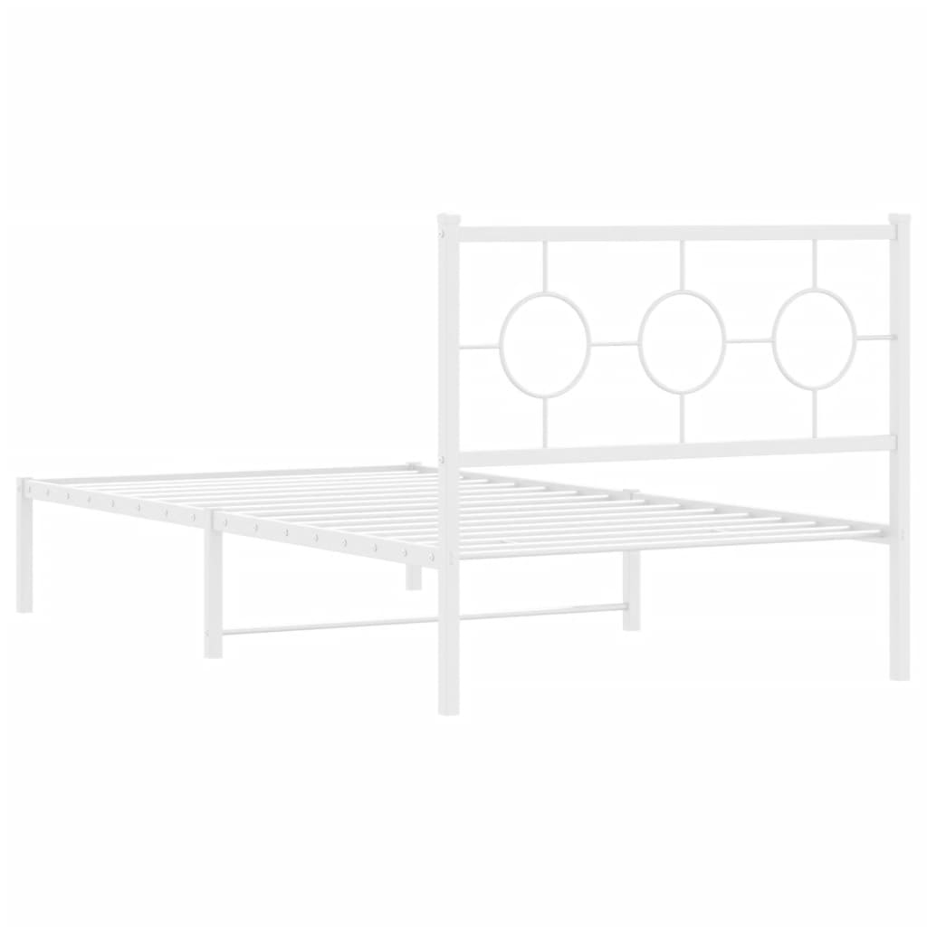 vidaXL Metal Bed Frame without Mattress with Headboard White 100x190cm