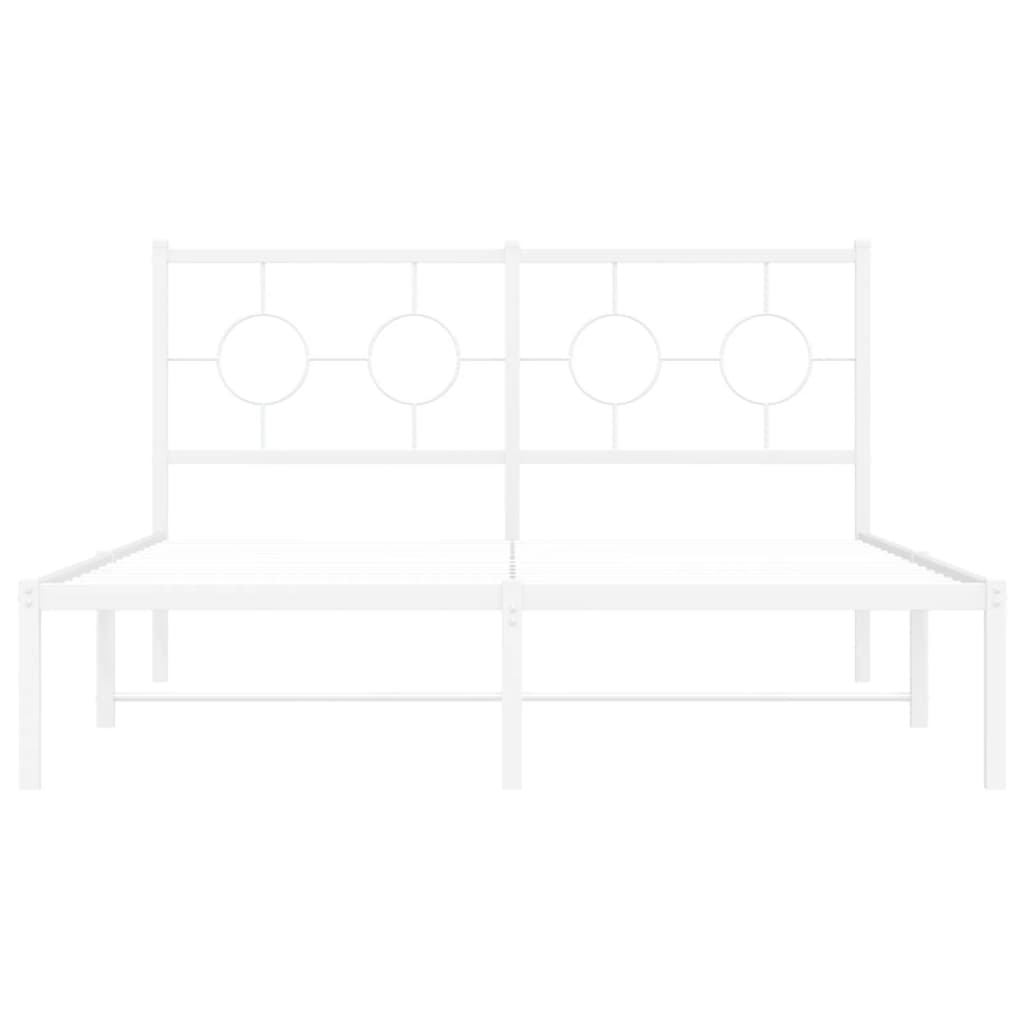 vidaXL Metal Bed Frame without Mattress with Headboard White 135x190cm