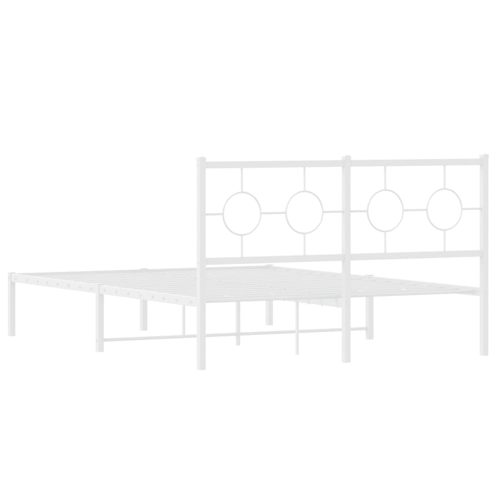 vidaXL Metal Bed Frame without Mattress with Headboard White 135x190cm