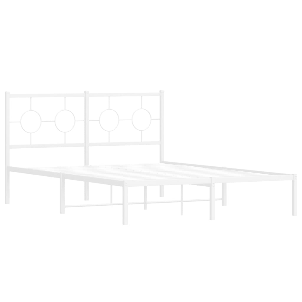 vidaXL Metal Bed Frame without Mattress with Headboard White 140x200cm