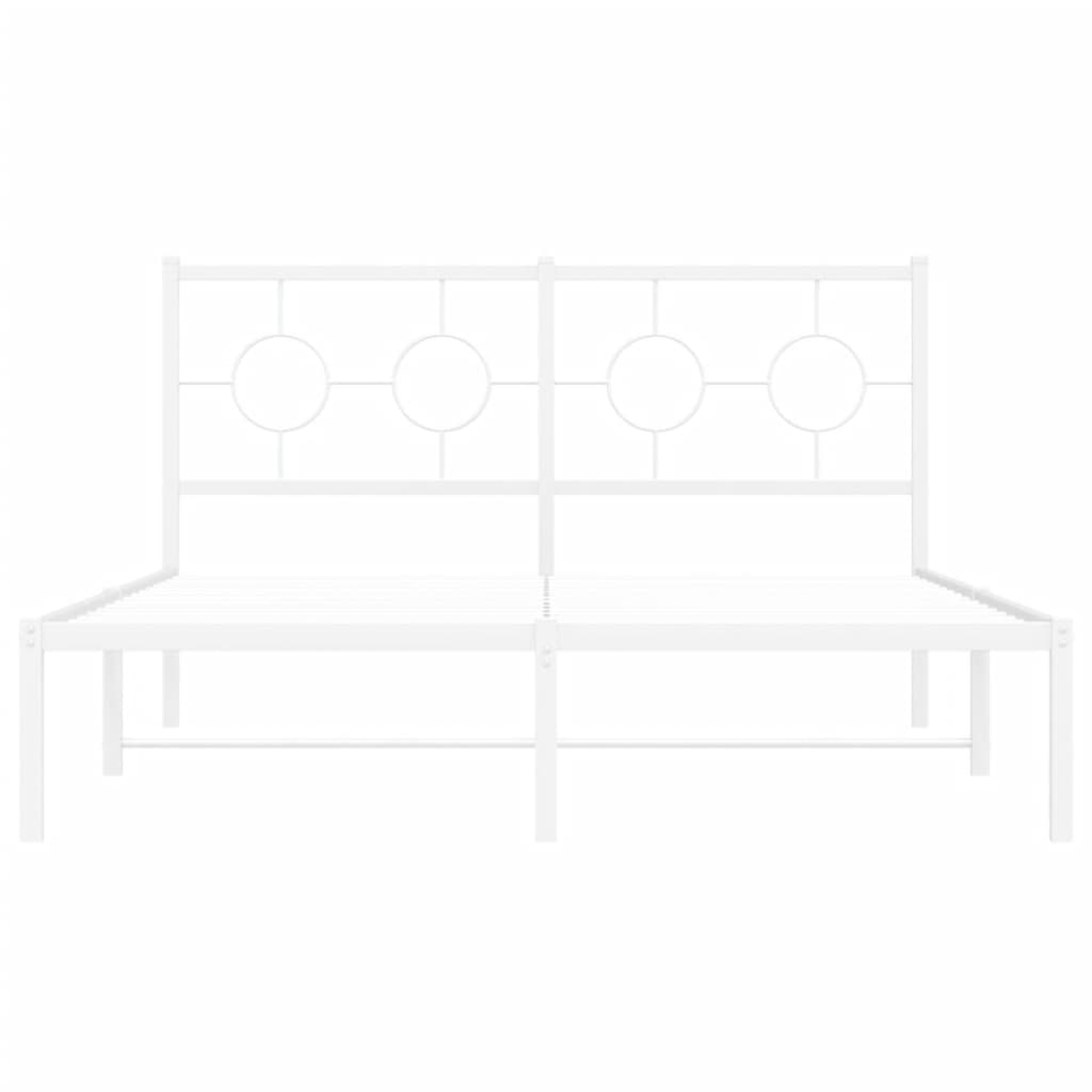 vidaXL Metal Bed Frame without Mattress with Headboard White 140x200cm