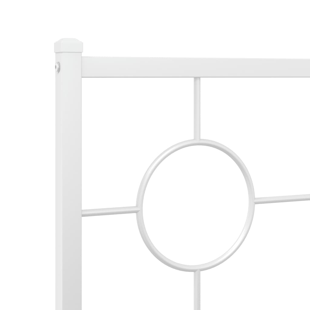 Metal Bed Frame without Mattress with Headboard White 150x200cm