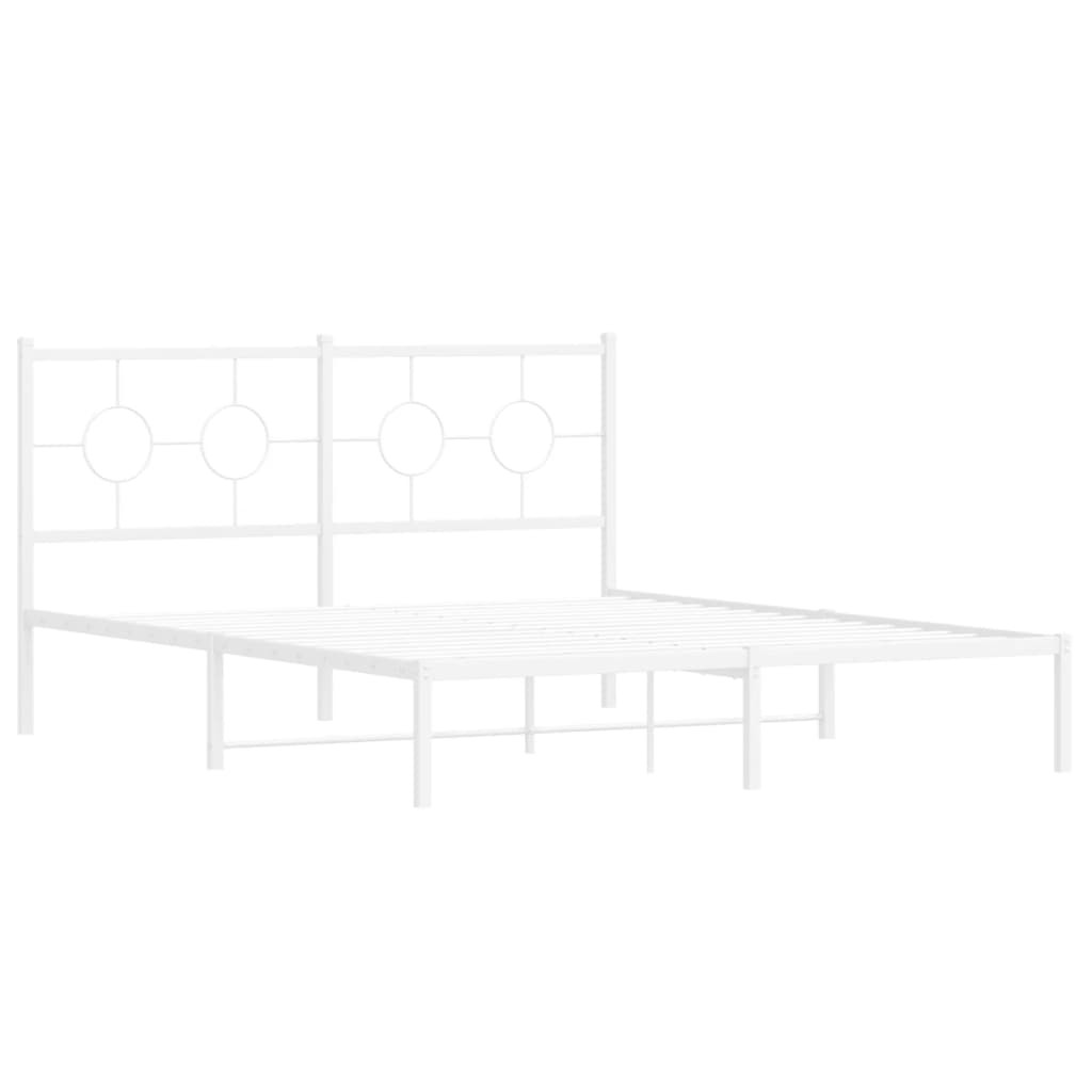 vidaXL Metal Bed Frame without Mattress with Headboard White 160x200cm