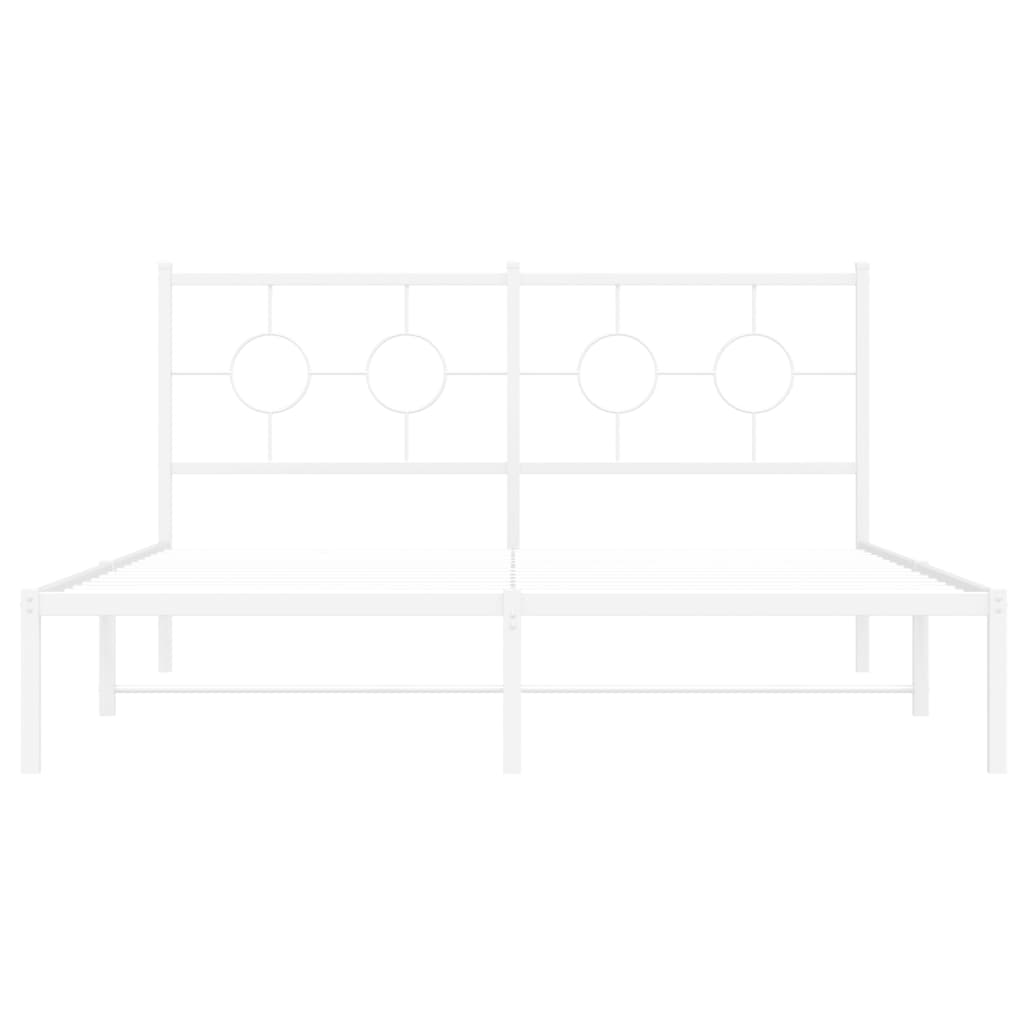 vidaXL Metal Bed Frame without Mattress with Headboard White 160x200cm