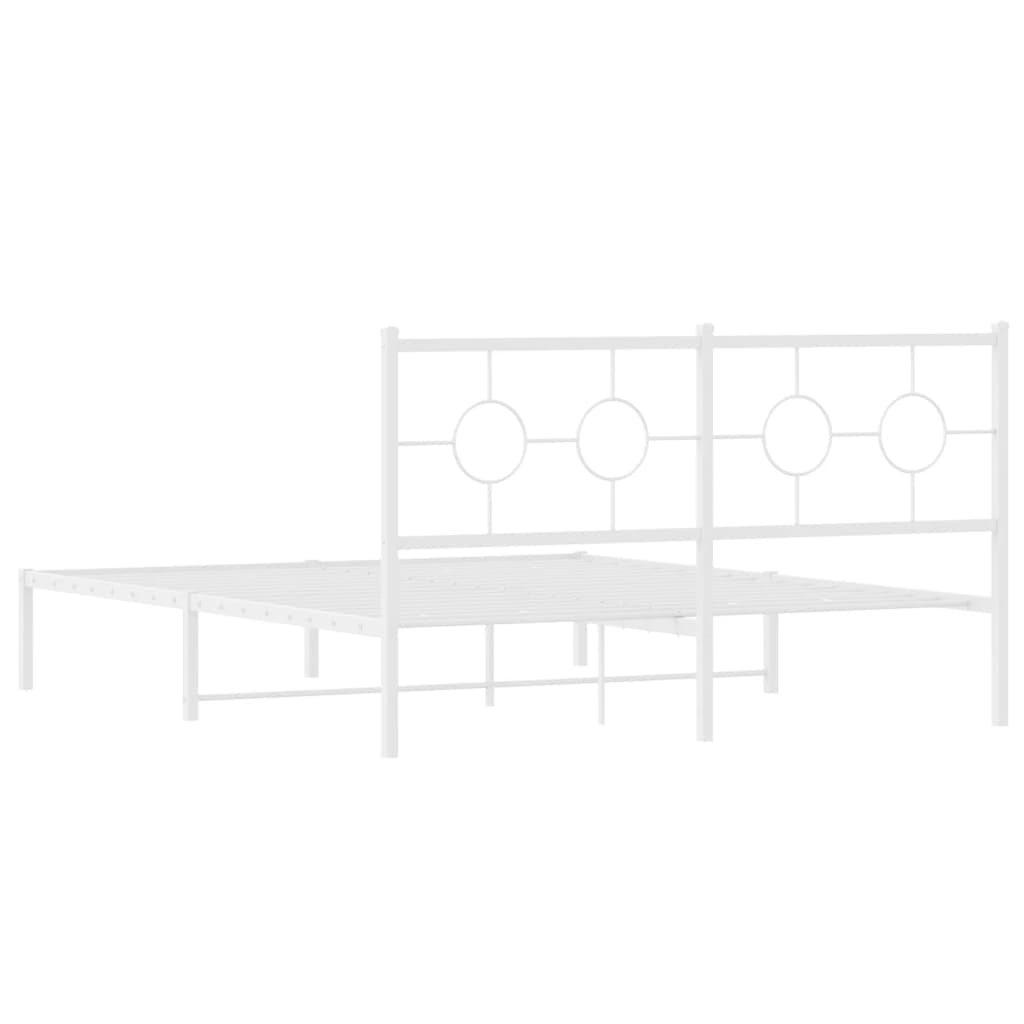 vidaXL Metal Bed Frame without Mattress with Headboard White 160x200cm