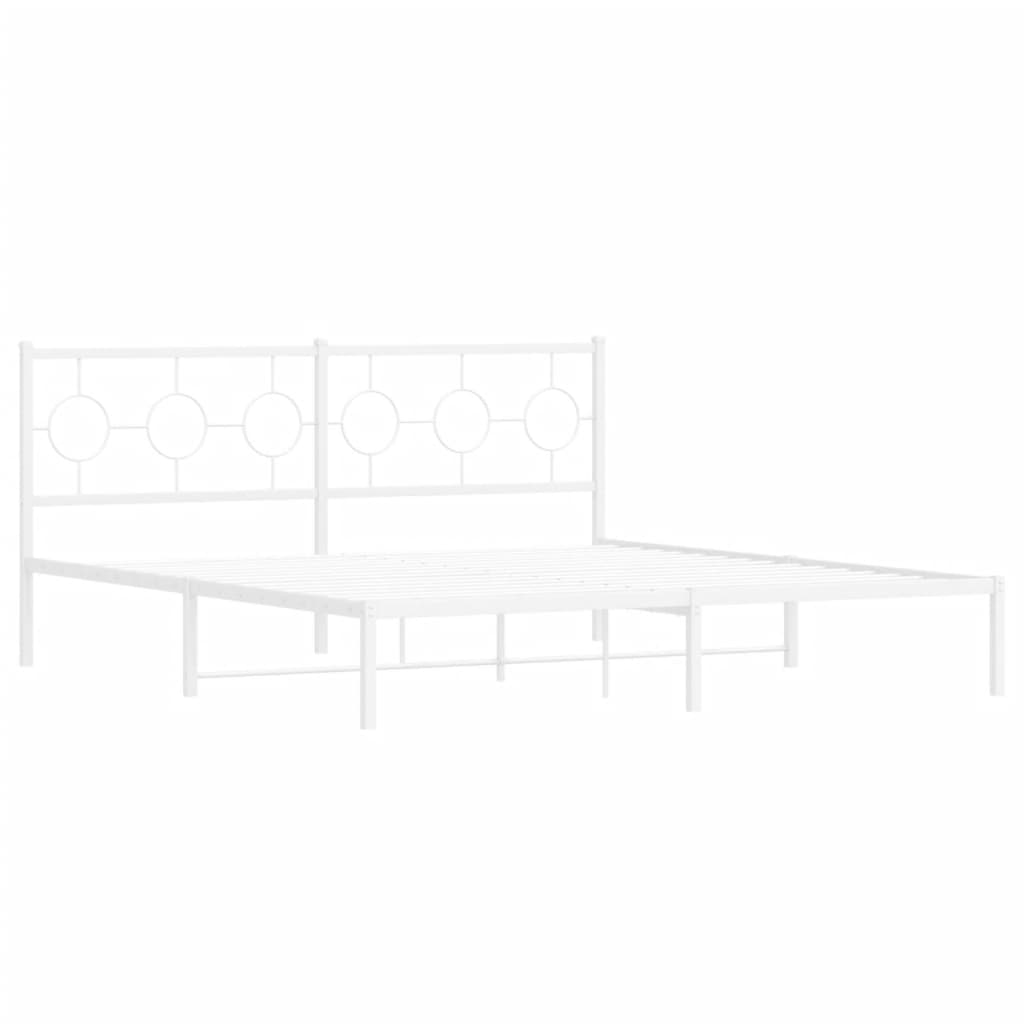 vidaXL Metal Bed Frame without Mattress with Headboard White 180x200cm