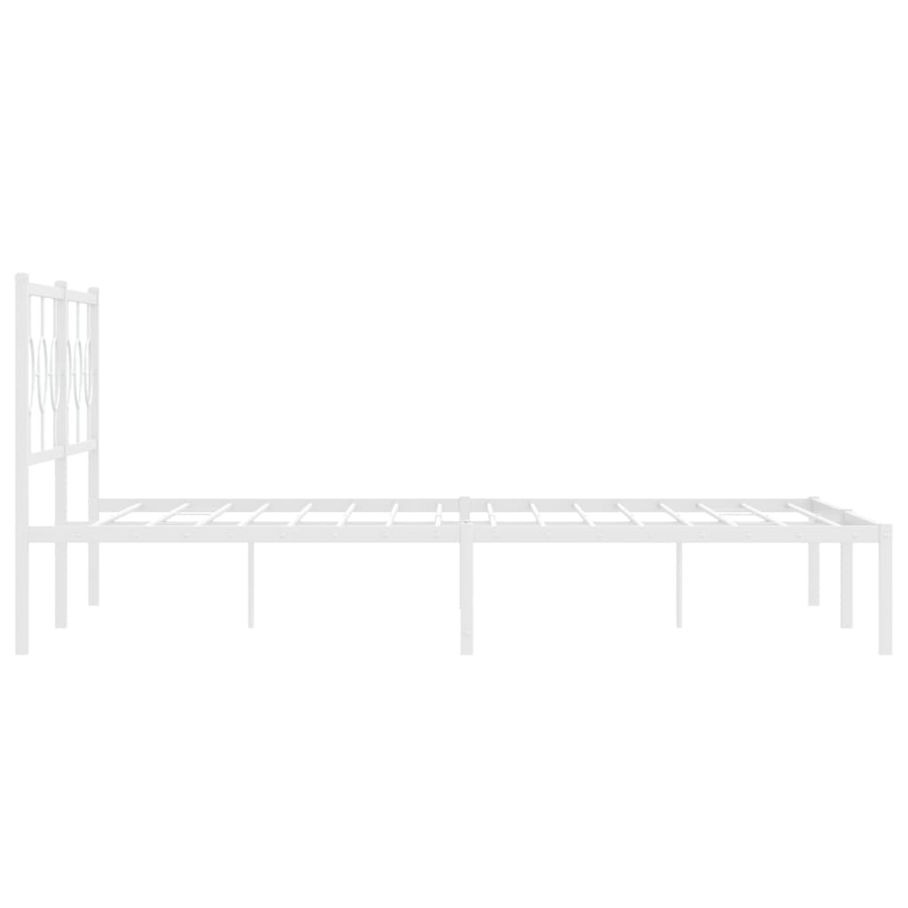 vidaXL Metal Bed Frame without Mattress with Headboard White 180x200cm