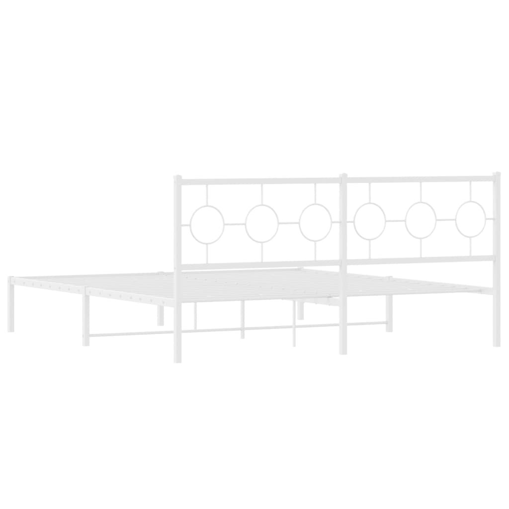 vidaXL Metal Bed Frame without Mattress with Headboard White 180x200cm