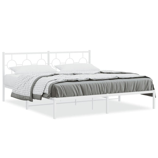 vidaXL Metal Bed Frame without Mattress with Headboard White 180x200cm