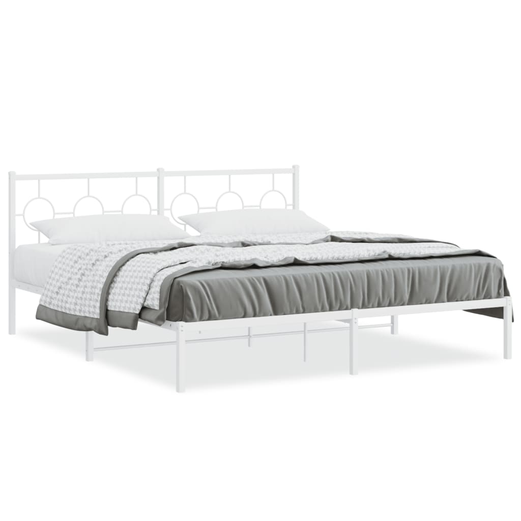 vidaXL Metal Bed Frame without Mattress with Headboard White 183x213cm