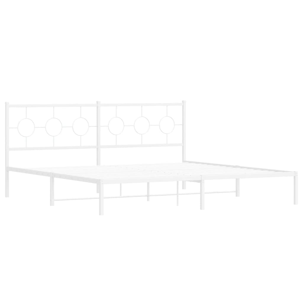 vidaXL Metal Bed Frame without Mattress with Headboard White 200x200cm