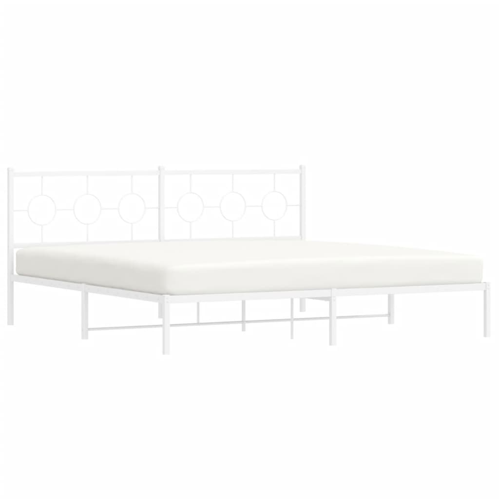 vidaXL Metal Bed Frame without Mattress with Headboard White 200x200cm