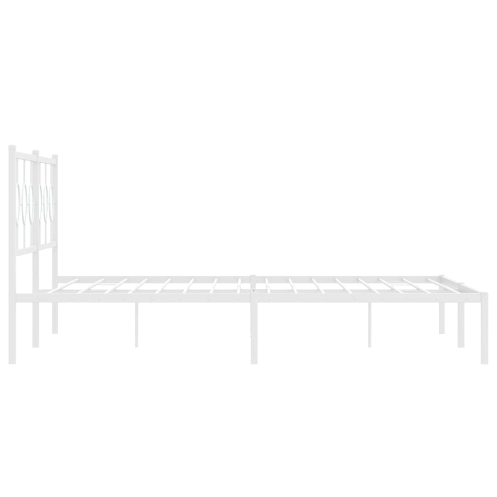 vidaXL Metal Bed Frame without Mattress with Headboard White 200x200cm