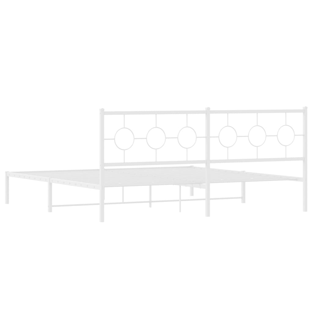 vidaXL Metal Bed Frame without Mattress with Headboard White 200x200cm