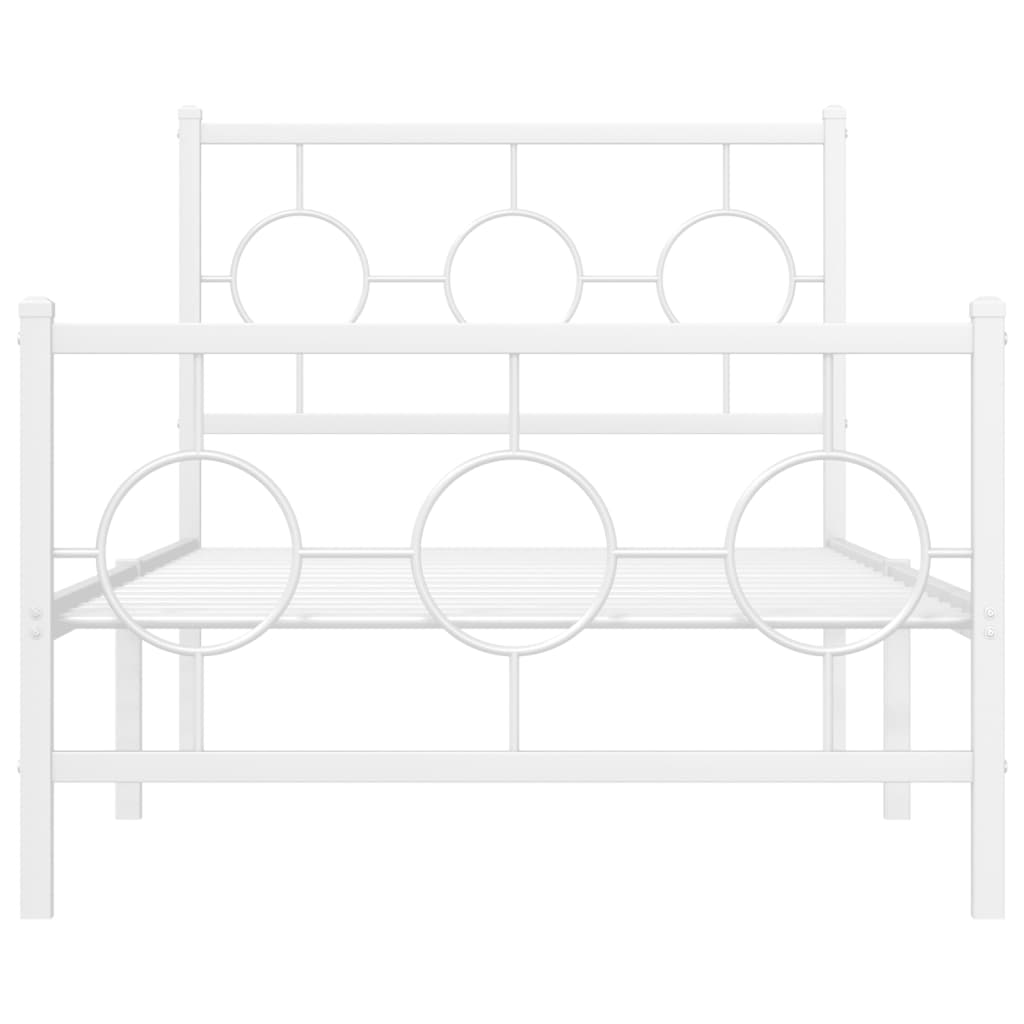 vidaXL Metal Bed Frame without Mattress with Footboard White 90x190cm