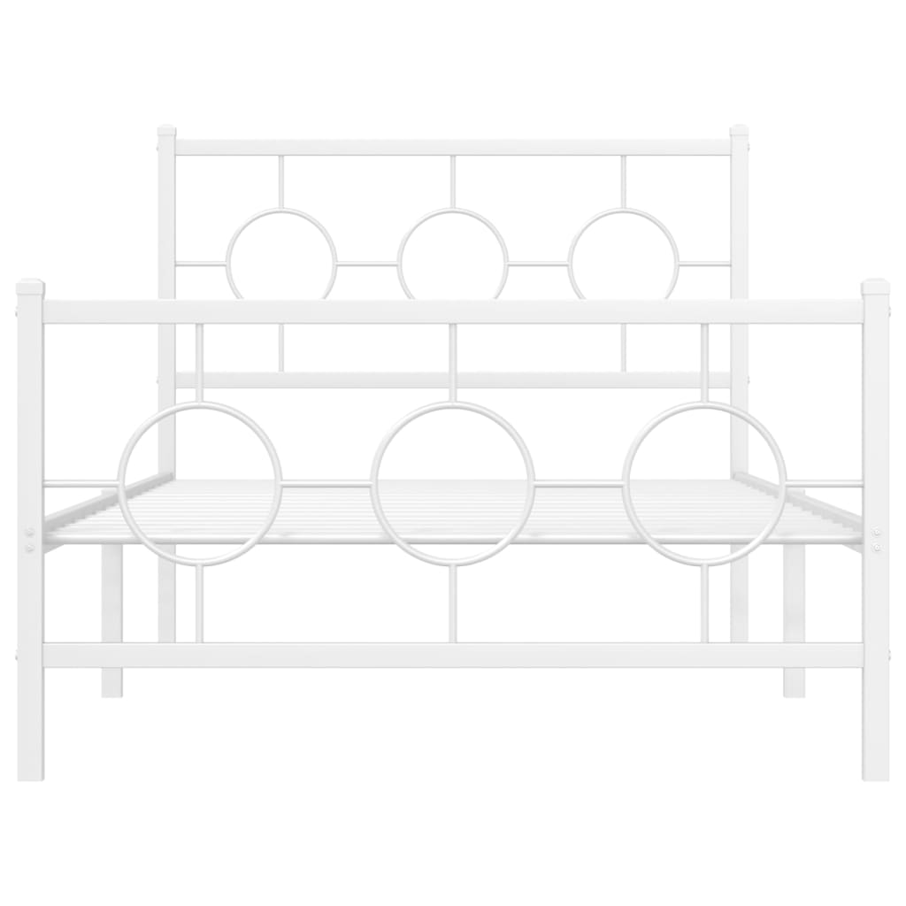 vidaXL Metal Bed Frame without Mattress with Footboard White 100x190cm