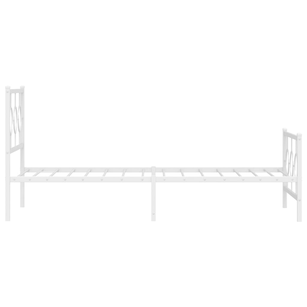 vidaXL Metal Bed Frame without Mattress with Footboard White 100x190cm