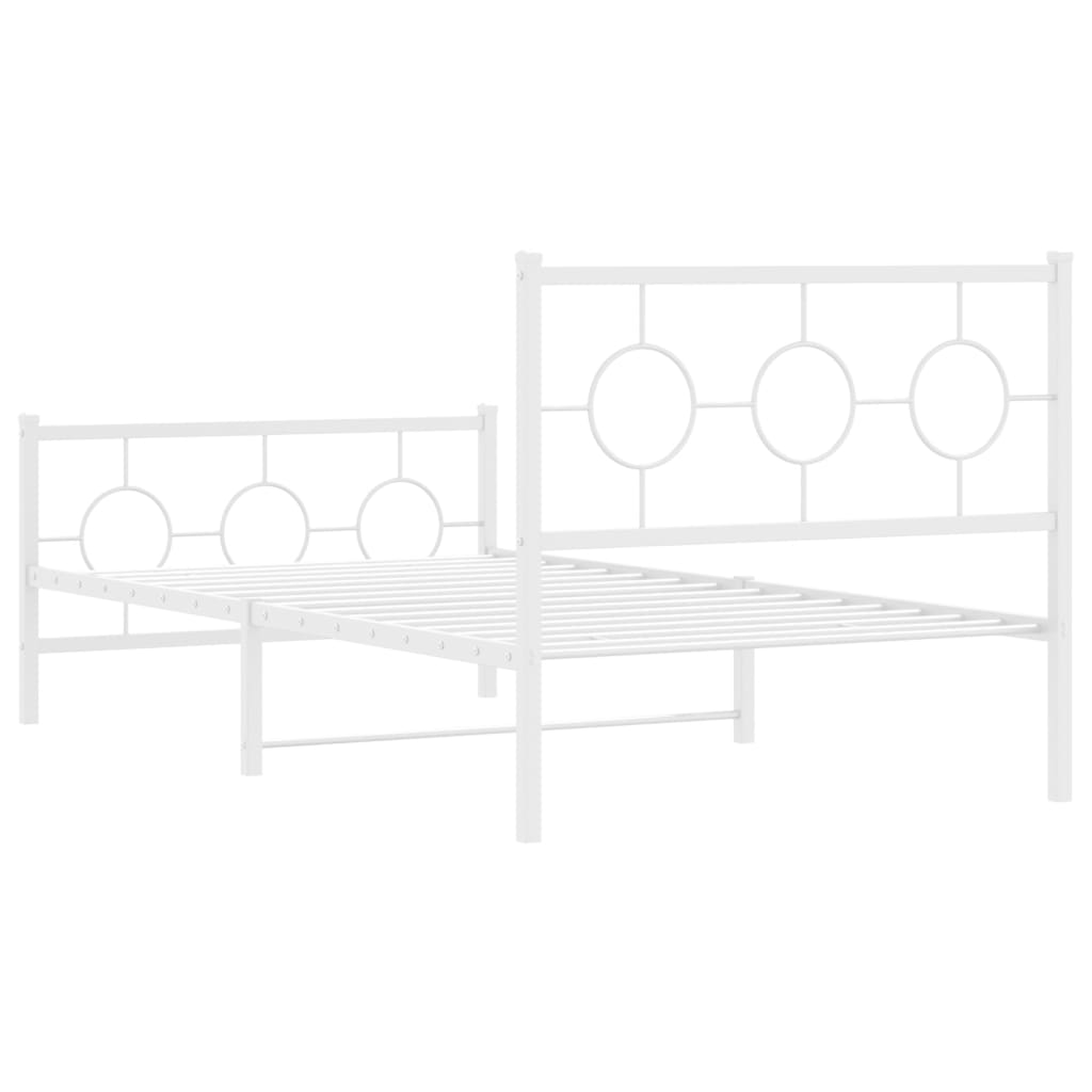 vidaXL Metal Bed Frame without Mattress with Footboard White 100x190cm