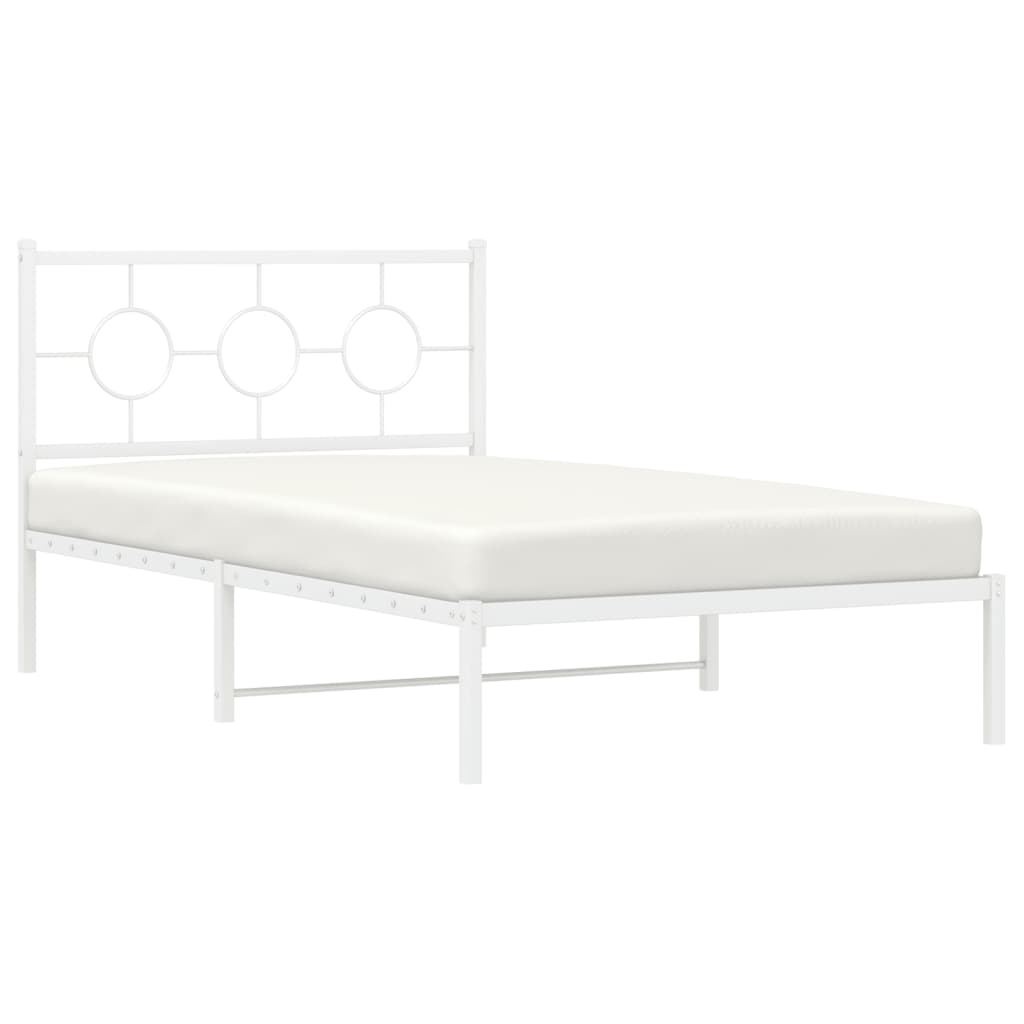 vidaXL Metal Bed Frame without Mattress with Footboard White 107x203cm