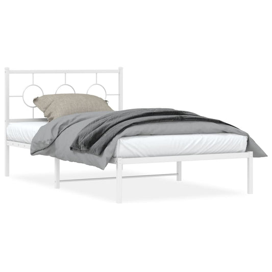 vidaXL Metal Bed Frame without Mattress with Footboard White 107x203cm