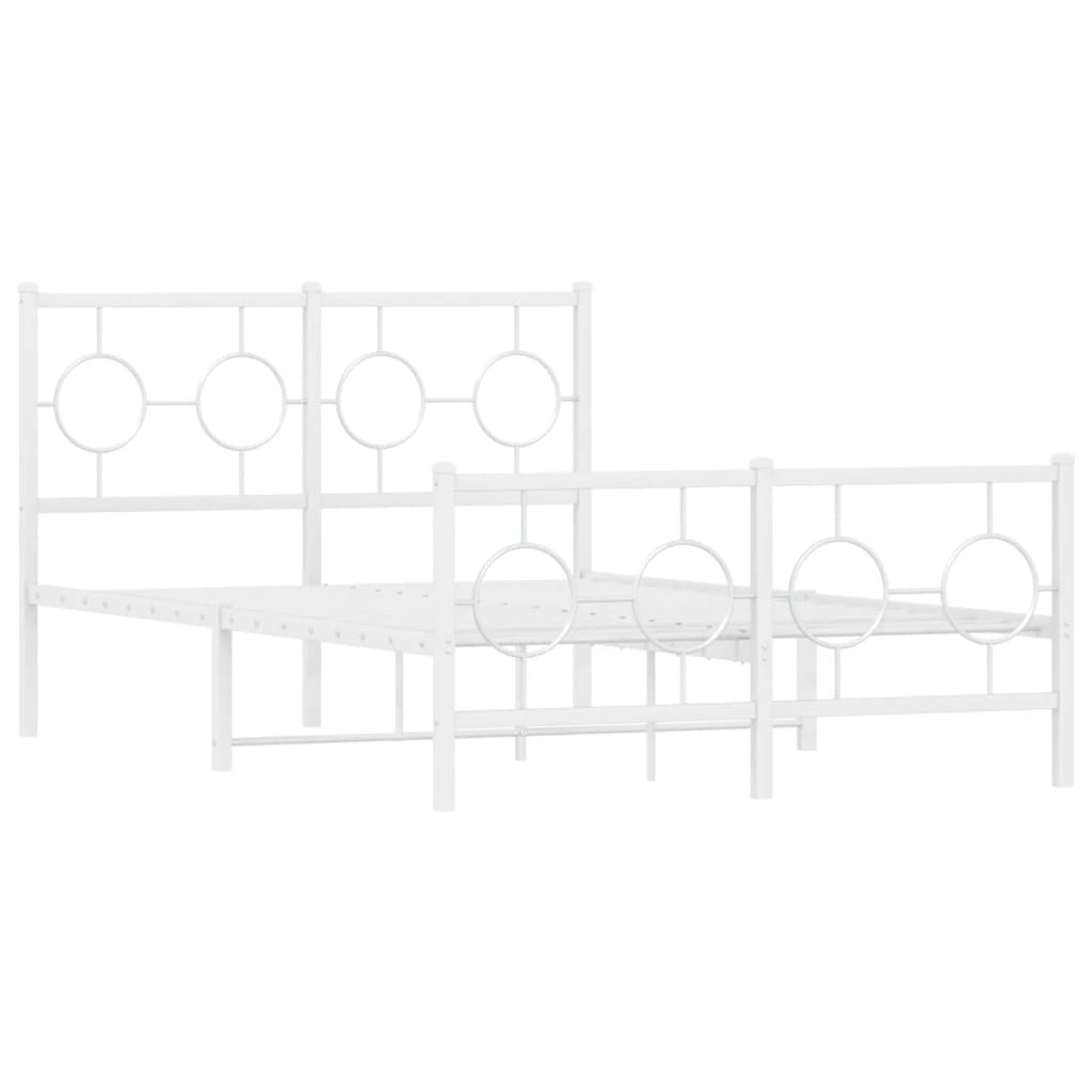 vidaXL Metal Bed Frame without Mattress with Footboard White 120x190cm